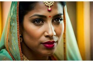 a beautiful indian bride in traditional attire. AI-Generated photo