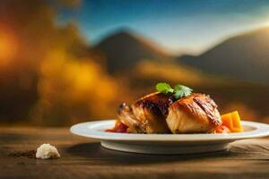 chicken breast with vegetables on a plate. AI-Generated photo