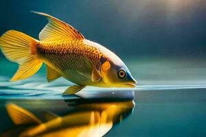 goldfish, fish, water, reflection, the sun, hd wallpaper. AI-Generated photo