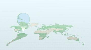 mundo mapa en perspectiva demostración el ubicación de el país puerto rico con detallado mapa con bandera de puerto rico vector
