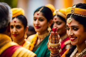 indio Boda ceremonia en Bombay. generado por ai foto