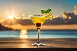 cocktail on the beach. AI-Generated photo