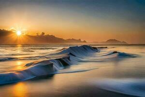 the sun rises over the ocean in this photo. AI-Generated photo