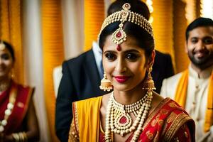 a beautiful indian bride in traditional attire. AI-Generated photo