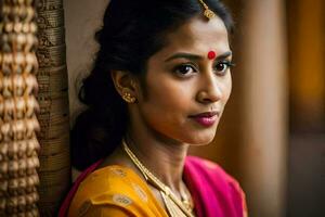 a beautiful indian woman in a sari. AI-Generated photo