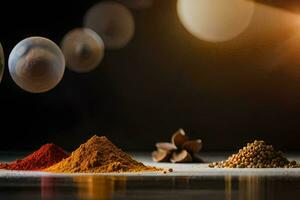 spices and spices on a table. AI-Generated photo