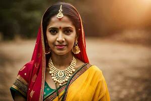 a beautiful indian woman in traditional clothing. AI-Generated photo