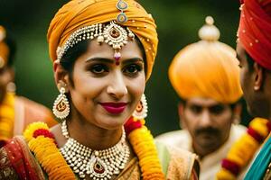 a bride in traditional indian attire. AI-Generated photo