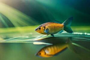 un pescado es reflejado en el agua. generado por ai foto