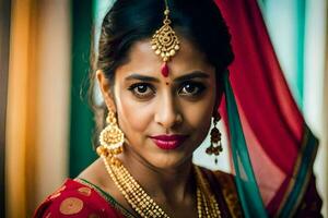 a beautiful indian bride in traditional attire. AI-Generated photo