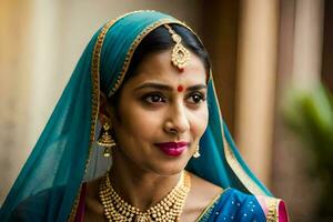 a beautiful indian bride in traditional attire. AI-Generated photo