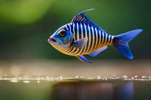 a fish with a blue and white striped body. AI-Generated photo