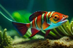 a fish with a bright red and white stripe. AI-Generated photo