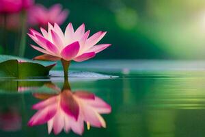 lotus flower in the water with reflection. AI-Generated photo