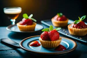 strawberry shortcake on a plate. AI-Generated photo