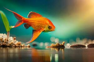 a goldfish swimming in the water. AI-Generated photo