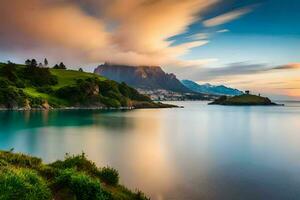 el hermosa paisaje de el isla de cerdeña generado por ai foto