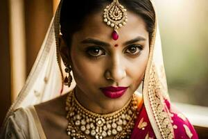 a beautiful indian bride in traditional bridal attire. AI-Generated photo