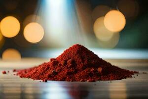 a pile of red powder on a table. AI-Generated photo