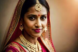 a beautiful indian bride in traditional attire. AI-Generated photo