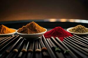 spices in bowls on a table. AI-Generated photo