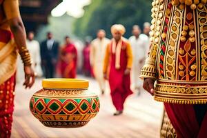 indio Boda ceremonia en jaipur. generado por ai foto