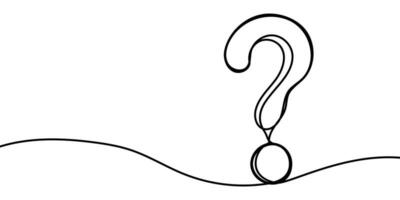 Question mark continuous line icon art single draw one outline ask faq. Background sketch question mark design answer doodle point drawing graphic linear drawn hand white query. Vector illustration