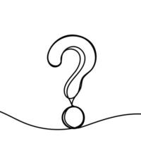 Question mark continuous line icon art single draw one outline ask faq. Background sketch question mark design answer doodle point drawing graphic linear drawn hand white query. Vector illustration