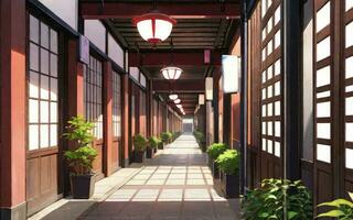 Anime Concept Background Walkway Environment Display Created With AI Generative photo