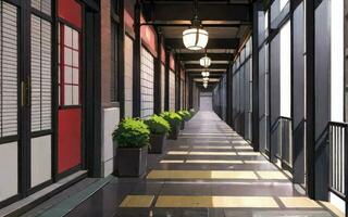 Anime Concept Background Walkway Environment Display Created With AI Generative photo