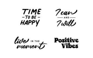 motivacional citas. conjunto de mano escrito inspirador mensajes caligráfico letras positivo frases vector