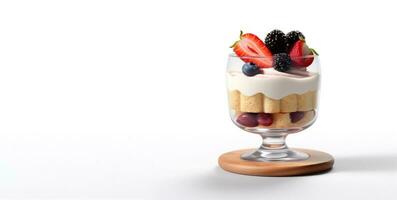 Trifle dessert with berries and cream isolated in white background AI generated photo