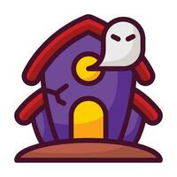 haunted house filled line icon vector
