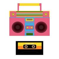 vistoso retro boombox y audio casete vector