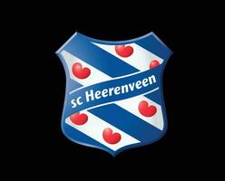 Heerenveen Club Logo Symbol Netherlands Eredivisie League Football Abstract Design Vector Illustration With Black Background