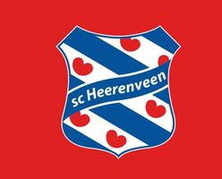 Heerenveen Club Symbol Logo Netherlands Eredivisie League Football Abstract Design Vector Illustration With Red Background