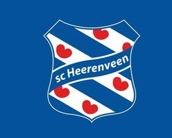 Heerenveen Club Symbol Logo Netherlands Eredivisie League Football Abstract Design Vector Illustration With Blue Background