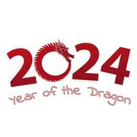 2024 year of the Dragon, number 2024 with head of a Dragon. vector