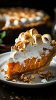 Sweet potato pie with marshmallow topping, a Southern tradition photo