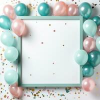 Colorful balloon frame with space for text photo