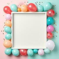 Colorful balloon frame with space for text photo