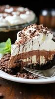 Chocolate silk pie with Oreo crust, a rich and decadent delight photo