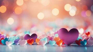 Blurred Valentines Day hearts in vibrant colors photo