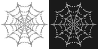 araña web de acero cadena aislado en un oscuro y blanco antecedentes vector