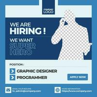 Social Media Template Job Vacancy Recruitment. Poster for We Are Hiring. vector