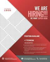 Social Media Template Job Vacancy Recruitment. Poster for We Are Hiring. vector