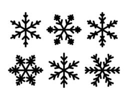 copo de nieve invierno conjunto de negro aislado icono silueta en blanco antecedentes vector
