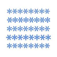 Set, collection of seamless snowflake borders, Christmas design for greeting card. Vector illustration, Merry Christmas header or banner made of snowflakes, wallpaper or background decor