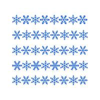 Set, collection of seamless snowflake borders, Christmas design for greeting card. Vector illustration, Merry Christmas header or banner made of snowflakes, wallpaper or background decor