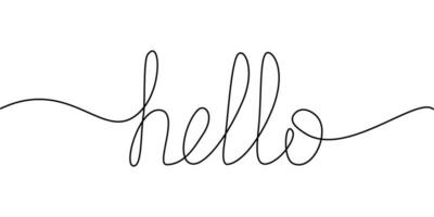 Hello lettering design with one continuous line. Design concept for greeting or invitation cards vector